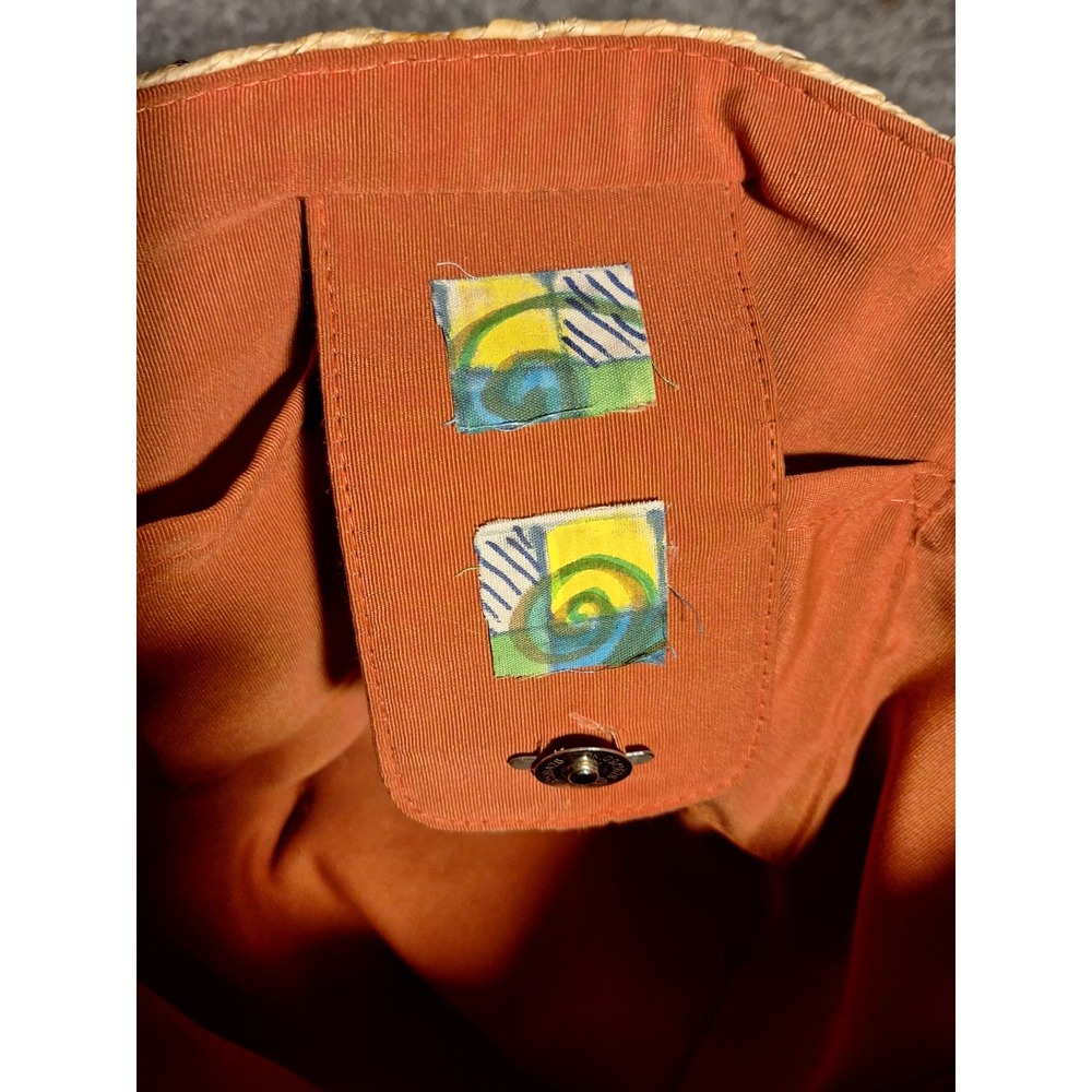 Sicilian Coffa Straw Tote Bag Sun Face Tassels PomPom Beach Vacation Handmade - Picture 9 of 11